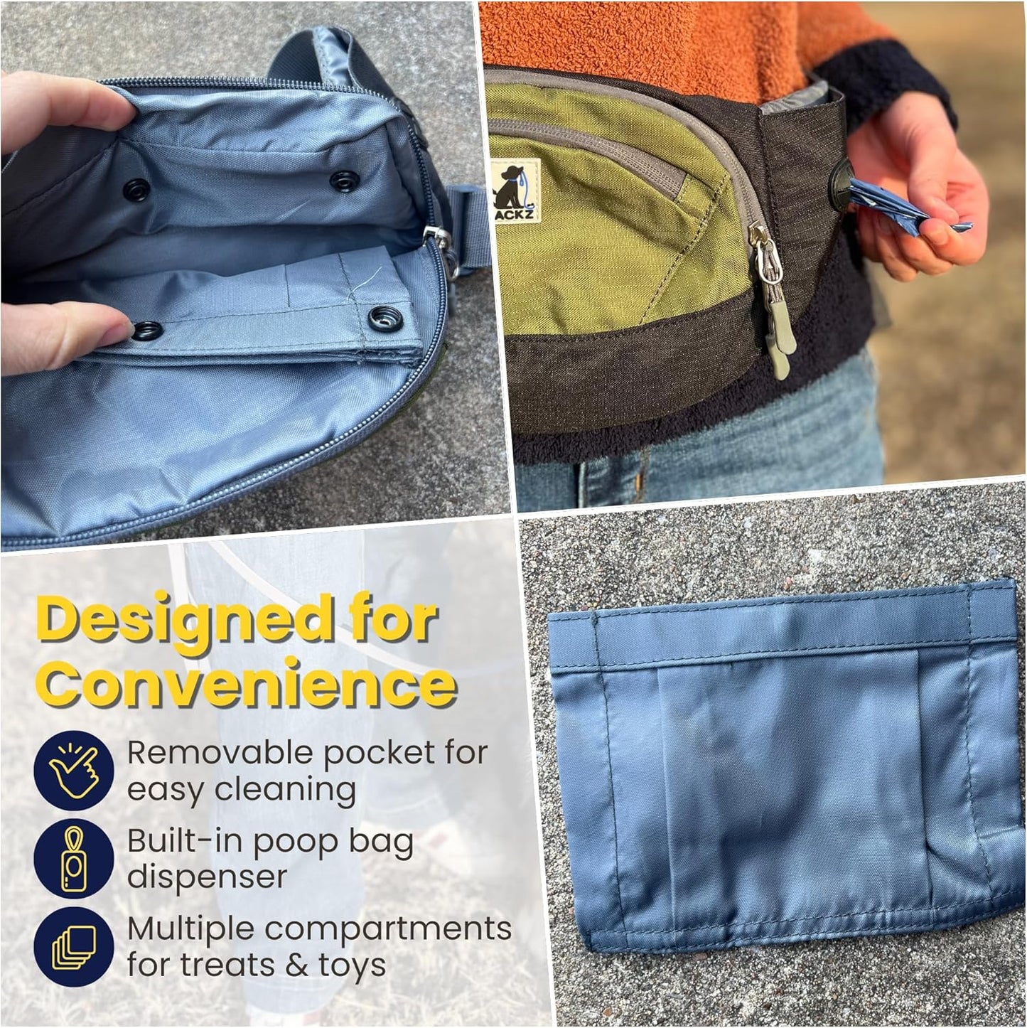 JACKZ Dog Treat Pouch – Versatile Training Bag with Poop Bag Dispenser | Adjustable Waist & Crossbody Carry