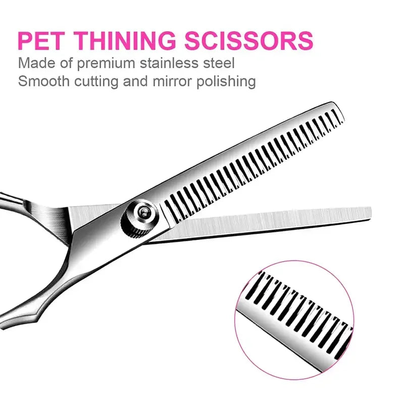 Premium Titanium Coated Dog Grooming Scissors – Professional Kit with Safety Round Tips