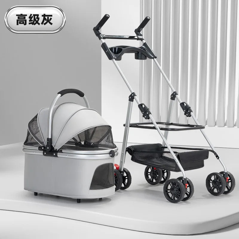 3-In-1 Pet Stroller – Foldable Carrier for Medium Dogs, Puppies & Cats