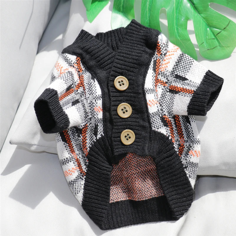 Knitted Winter Sweater for Dogs & Cats – Striped Cardigan for Small Pets