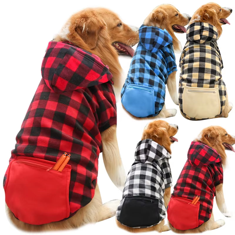 Dog Winter Coat Pet Jacket – Plaid Reversible Vest for Cold Weather | Pet Apparel for Small, Medium & Large Dogs