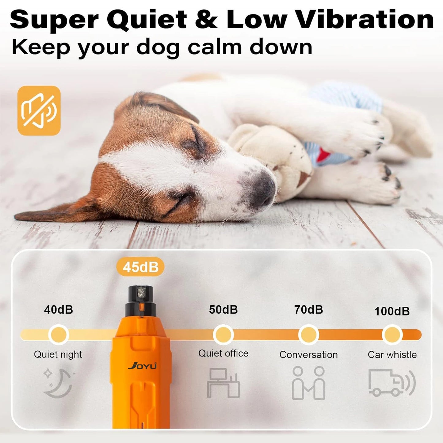 6-Speed Rechargeable Dog Nail Grinder – Quiet & Safe Electric Pet Nail Trimmer for Painless Grooming