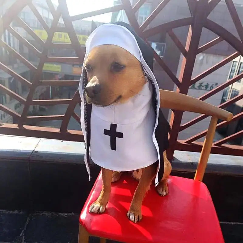 Pet Dog Nun Costume for Halloween – Cute Cosplay Outfit for Small to Medium Dogs & Cats