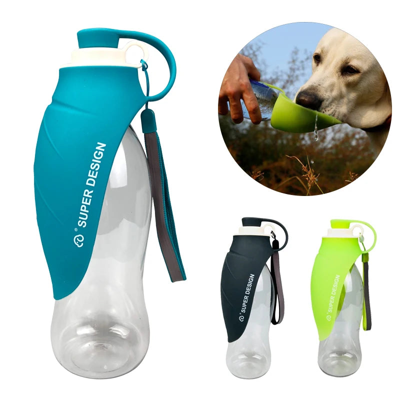 580ml (20oz) Portable Dog Water Bottle - Travel-Friendly Silicone Water Dispenser & Dog Bowl for Small, Medium, and Large Dogs
