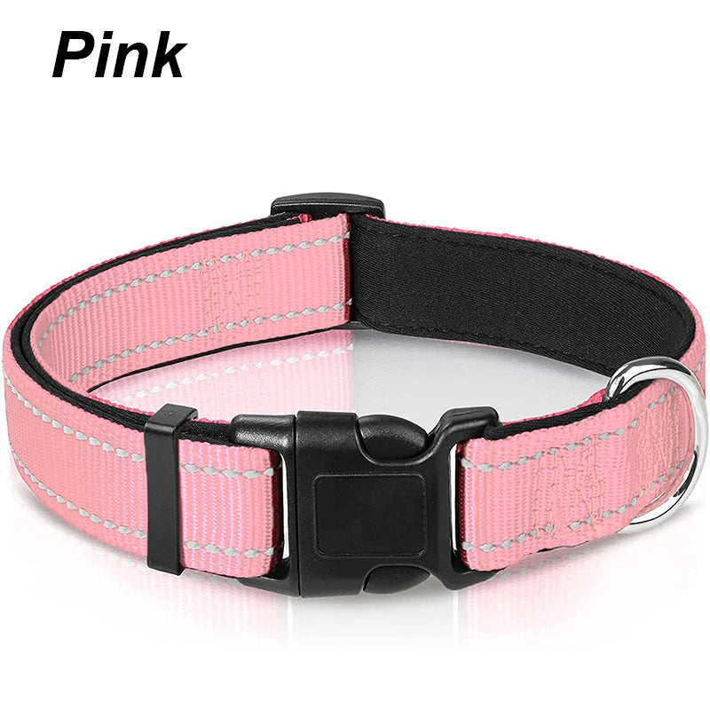 Reflective Dog Collar for Medium & Large Dogs – Adjustable, Soft Neoprene Padded Nylon, Sturdy & Comfortable