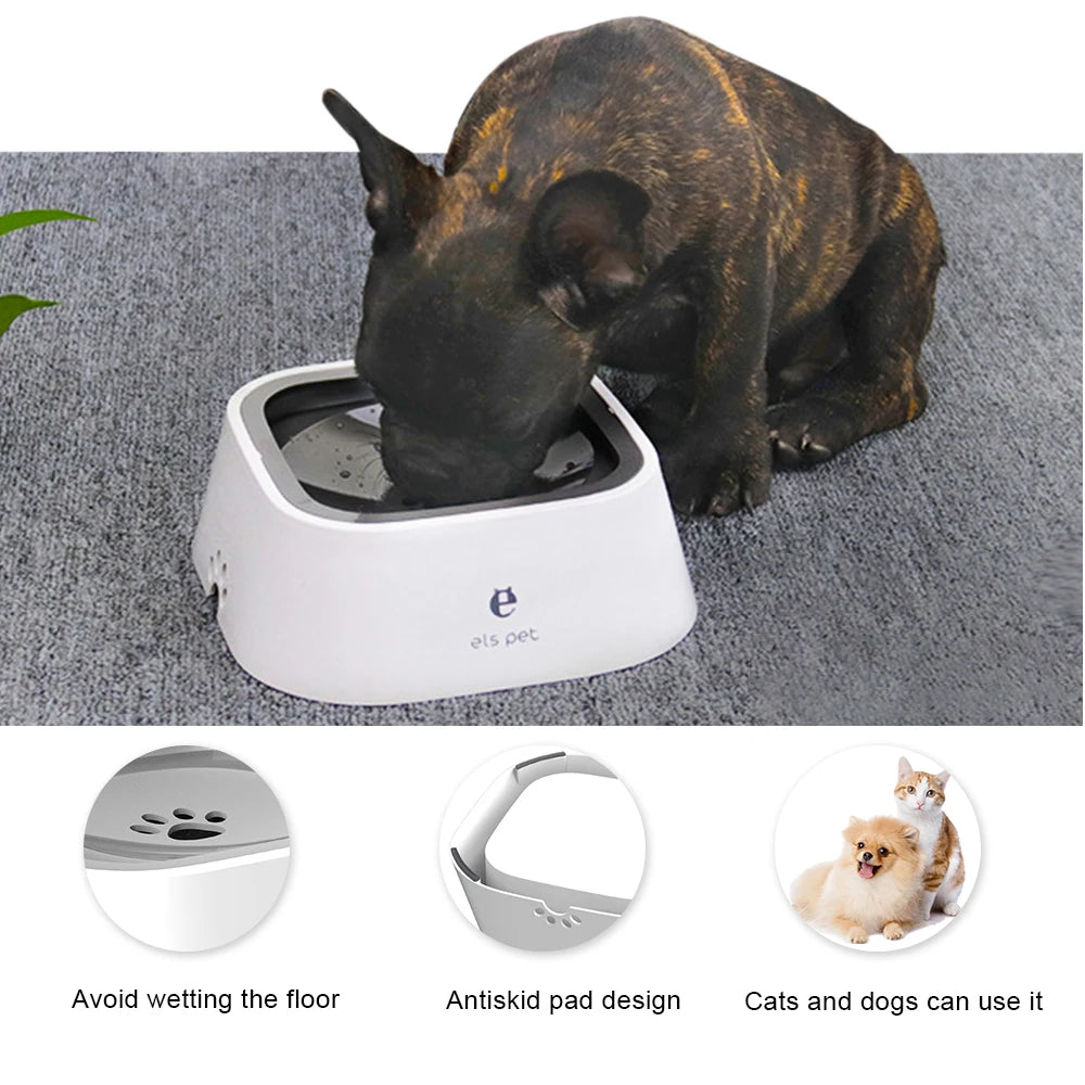 Pet Floating Water Bowl – 1.5L Anti-Spill Slow Drinking Feeder for Dogs & Cats