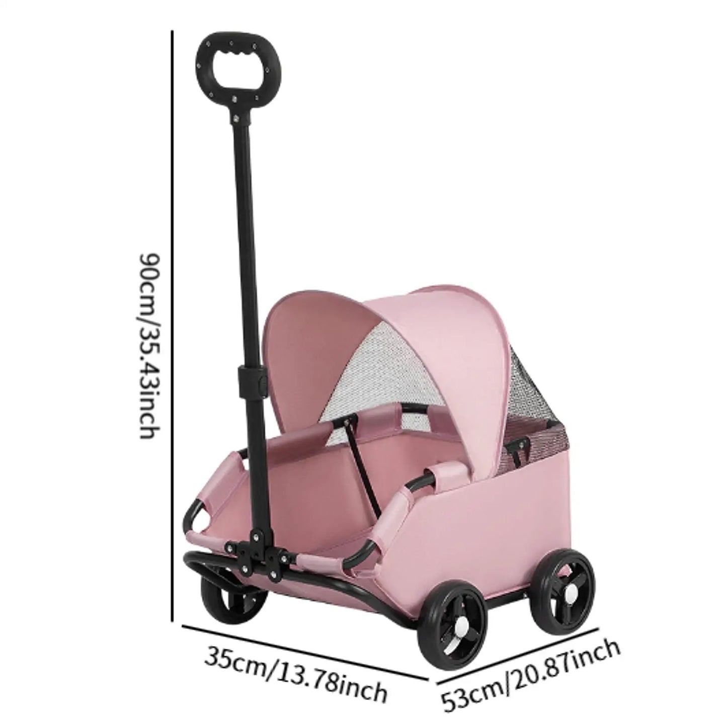 Portable Pet Stroller – 4 Wheels, Sun Protection for Dogs & Cats