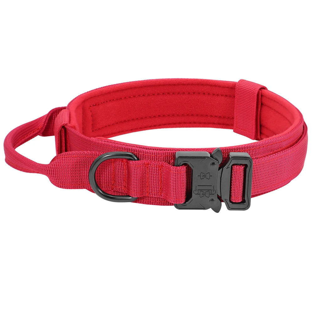 Military Tactical Dog Collar & Bungee Leash Set – Nylon Training Collar for Medium to Large Dogs