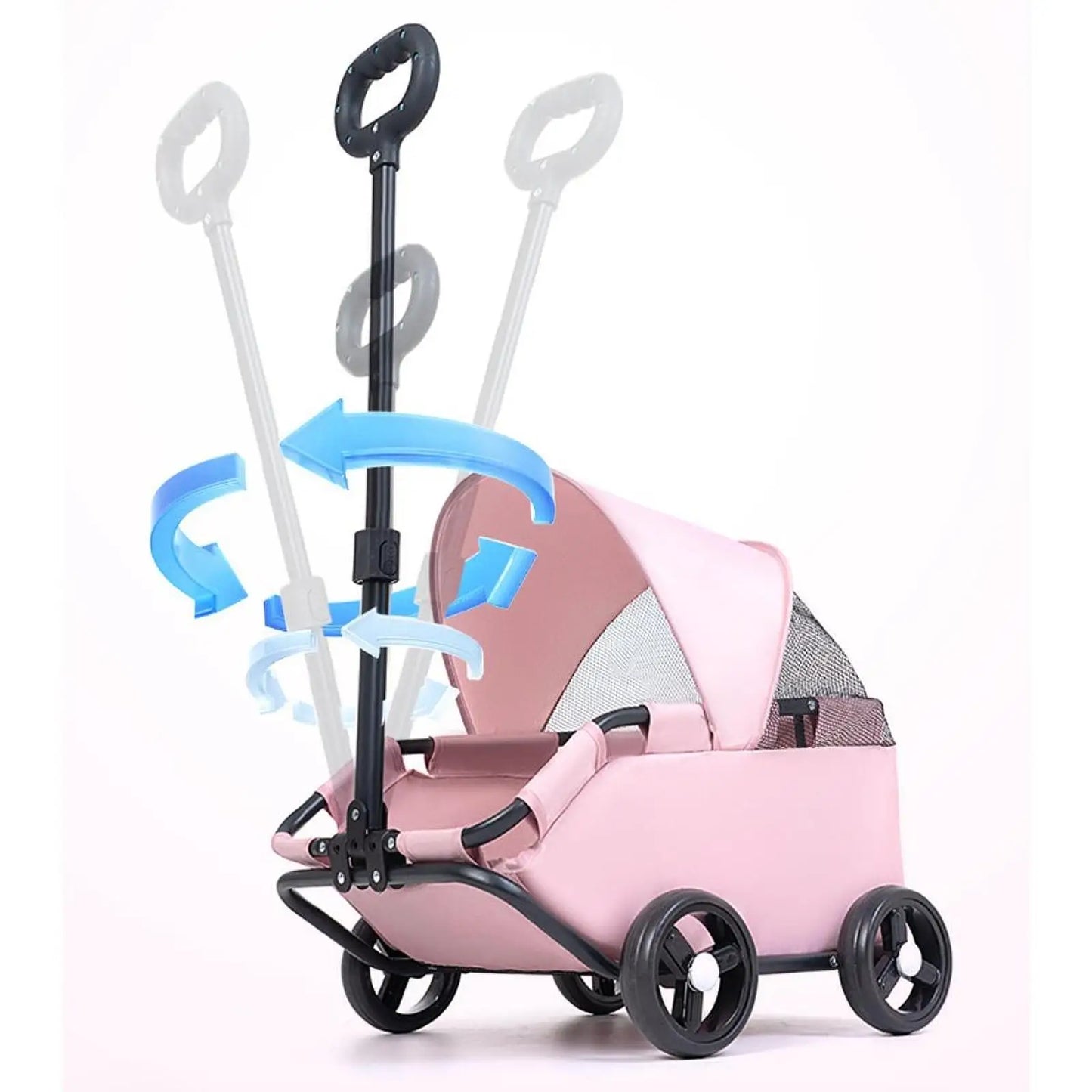 Portable Pet Stroller – 4 Wheels, Sun Protection for Dogs & Cats