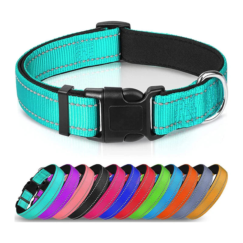 Reflective Dog Collar for Medium & Large Dogs – Adjustable, Soft Neoprene Padded Nylon, Sturdy & Comfortable