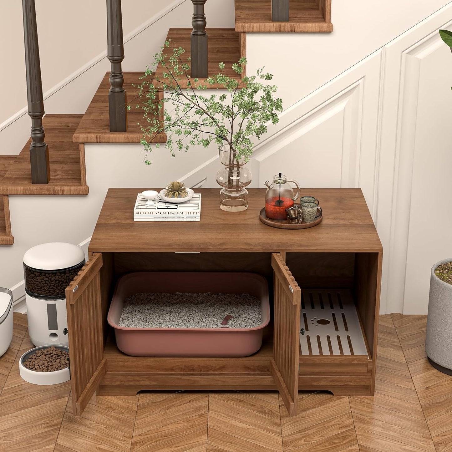 2-in-1 Cat Condo & End Table with Storage | Multifunctional Pet Furniture for Living Room & Bedroom