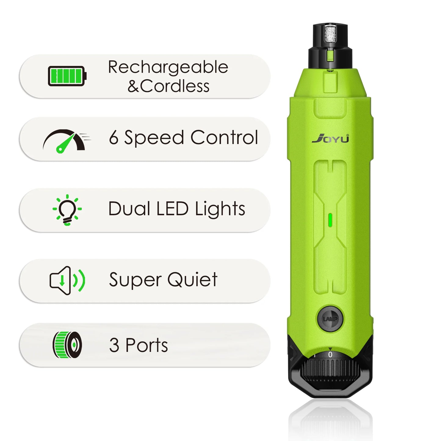 6-Speed Rechargeable Dog Nail Grinder – Quiet & Safe Electric Pet Nail Trimmer for Painless Grooming