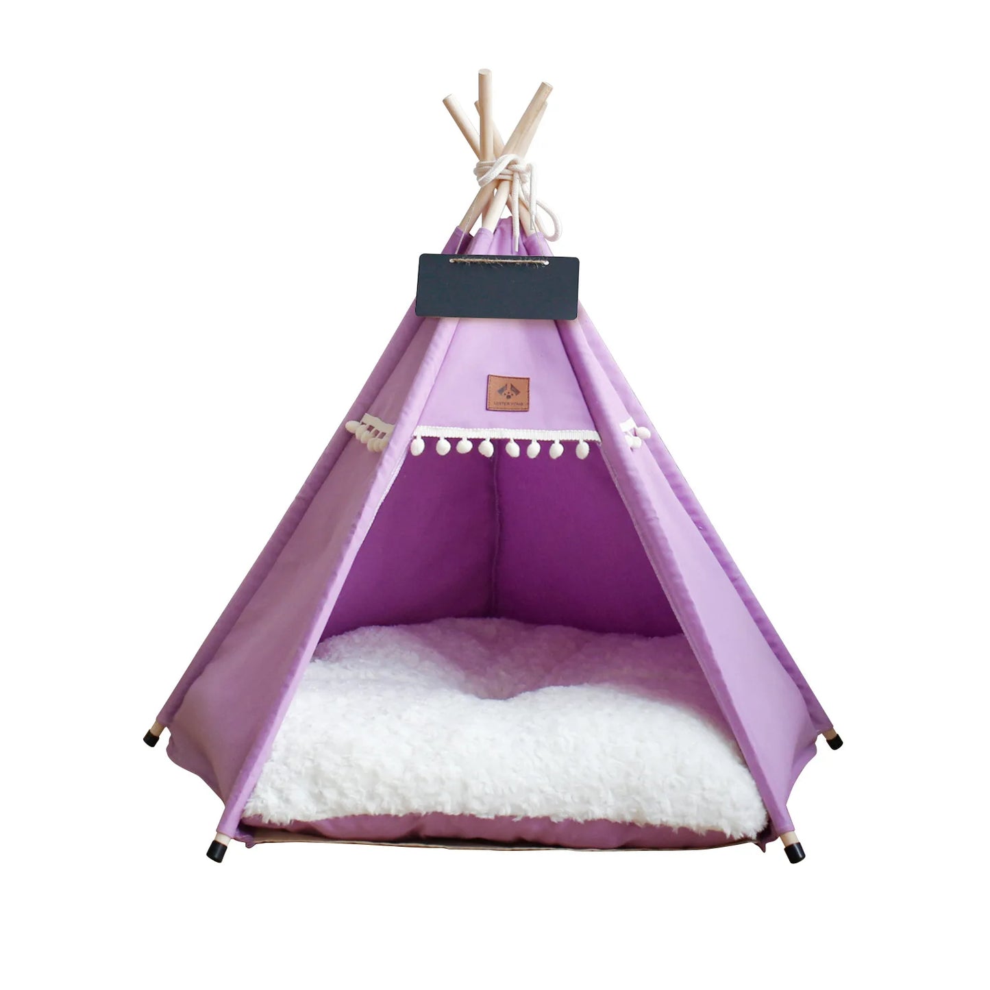 Pet Teepee Dog & Cat Bed Tent – Portable Puppy House with Thick Cushion, Suitable for Small to Medium Pets