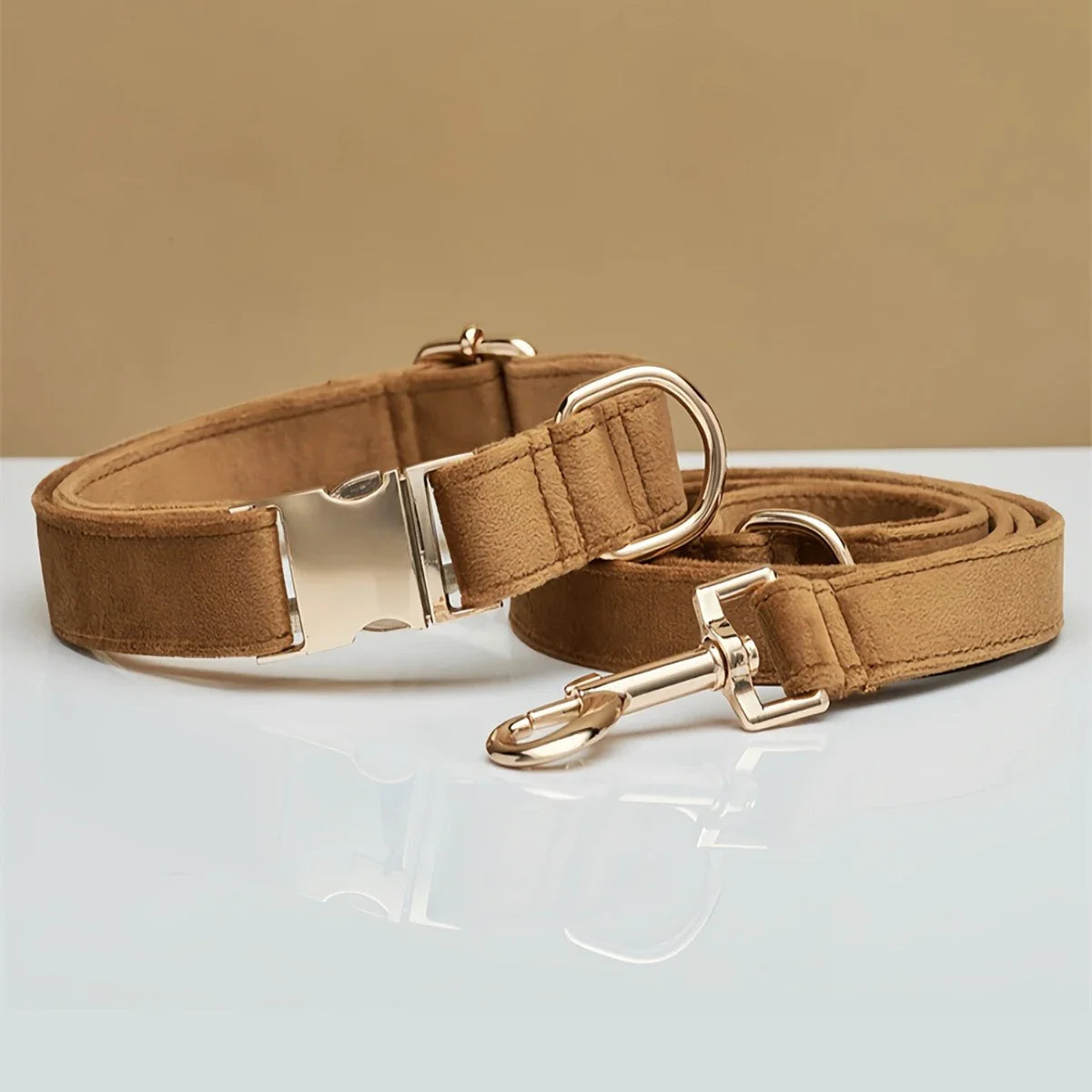 Plush Pet Collar & Leash Set – Soft, Durable Alloy Buckle for Dogs/Cats (XS to L Sizes)