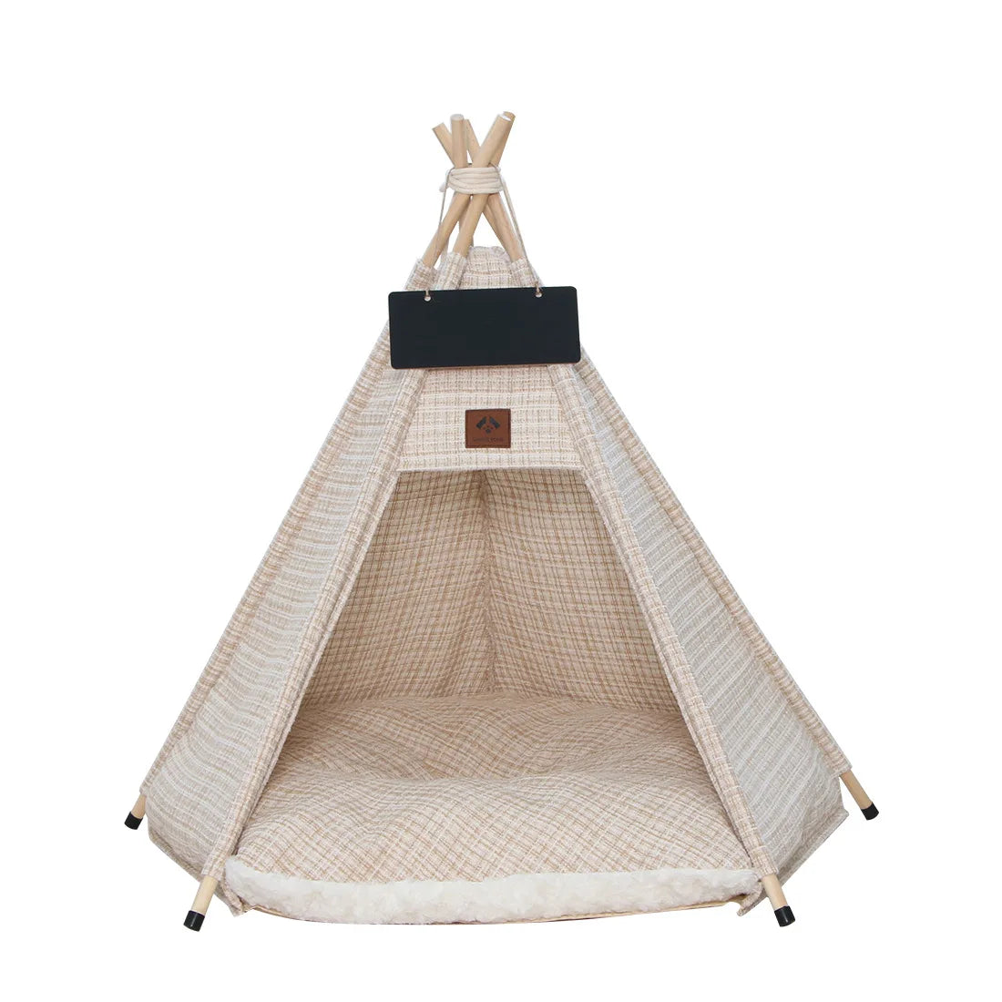 Pet Teepee Dog & Cat Bed Tent – Portable Puppy House with Thick Cushion, Suitable for Small to Medium Pets