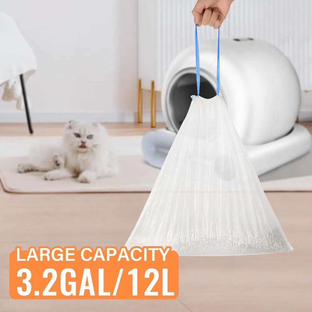 Self-Cleaning Cat Litter Box Poop Bags – Drawstring Closure, 10 Rolls