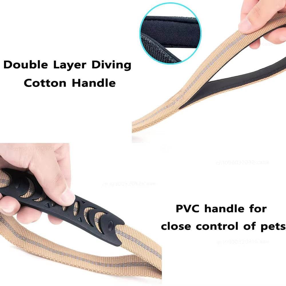 Reflective Bungee Dog Leash – Heavy Duty Tactical Leash with Car Seatbelt for Large Dogs