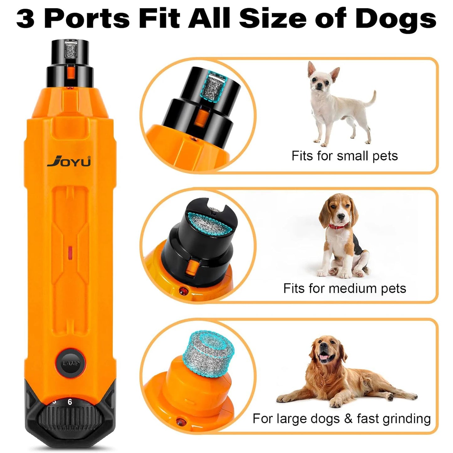 6-Speed Rechargeable Dog Nail Grinder – Quiet & Safe Electric Pet Nail Trimmer for Painless Grooming