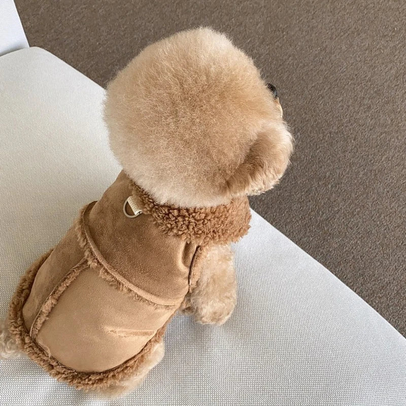 Classic Wool Dog Vest – Warm Autumn Winter Pet Jacket for Small and Medium Dogs with Traction Buckle