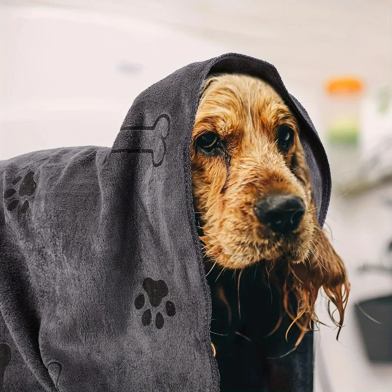 Dog Towel Drying Towel for Dogs & Cats - Microfiber Quick-Drying Pet Bath Towel, Absorbent Puppy Bath Towel for Medium Dogs