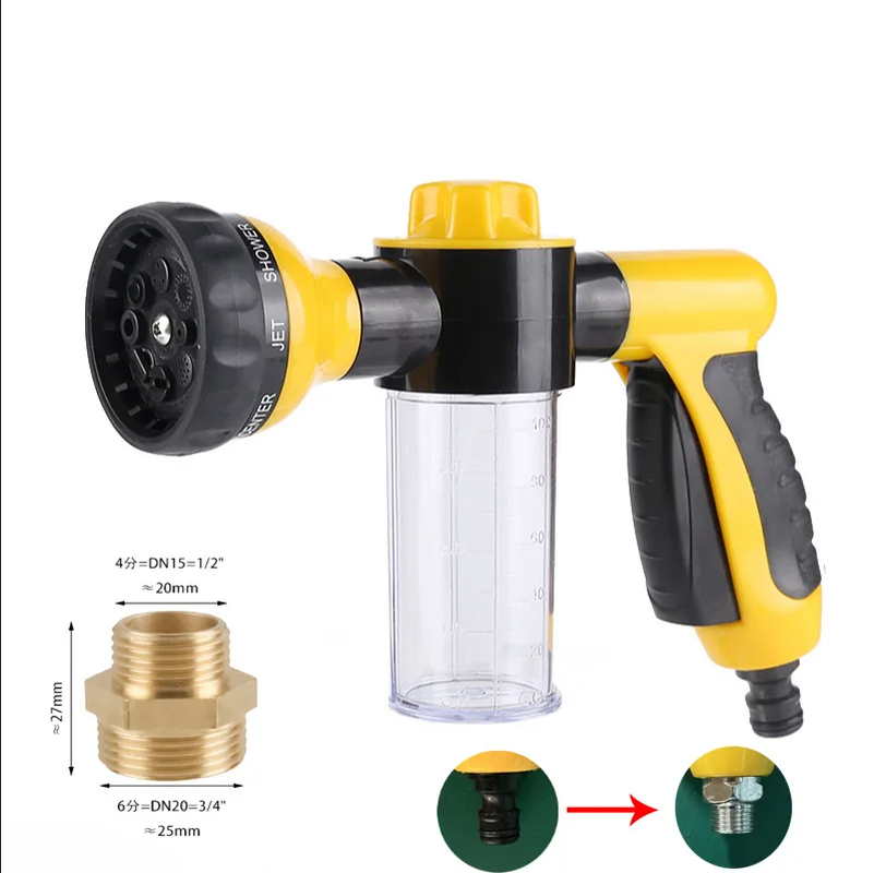High-Pressure Sprayer Nozzle Hose Dog Shower Gun - 3 Mode Adjustable Foam Pet Wash Cleaning Tool