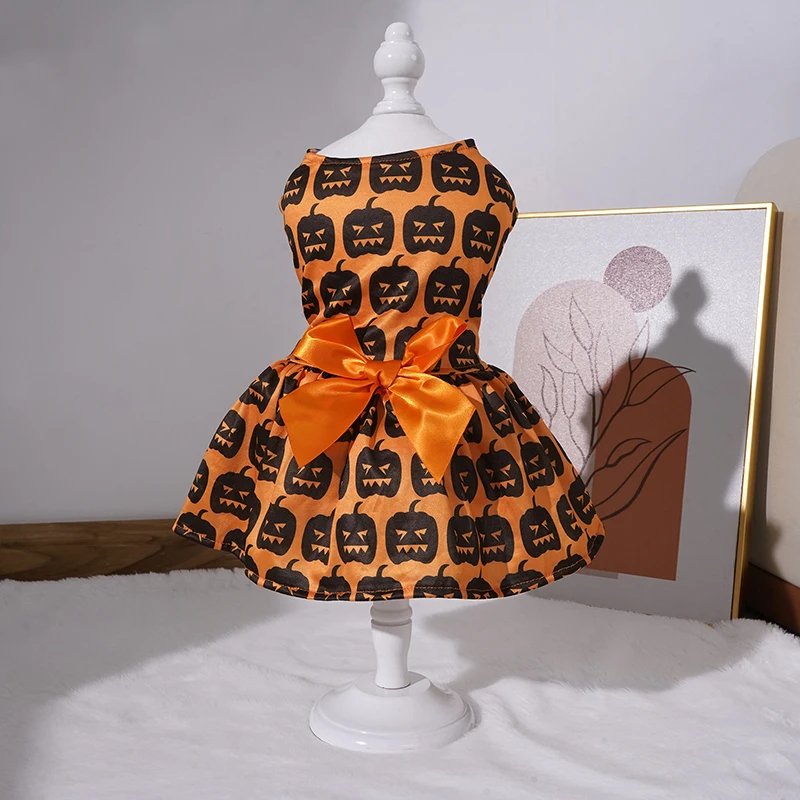 Pumpkin Pet Skirt for Small to Medium Dogs – Cute Halloween Dog Clothes for Teddy, Bichon, and Poodle