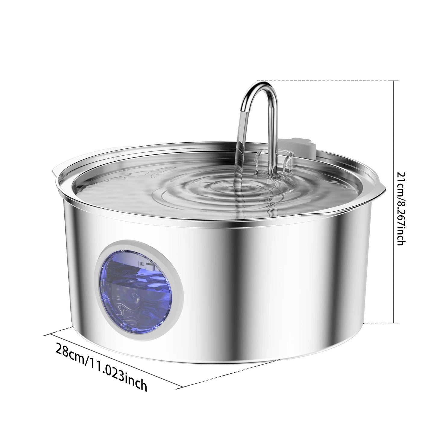 7L Large Capacity Stainless Steel Cat Water Fountain - Automatic Drink Feeder for Dogs and Cats