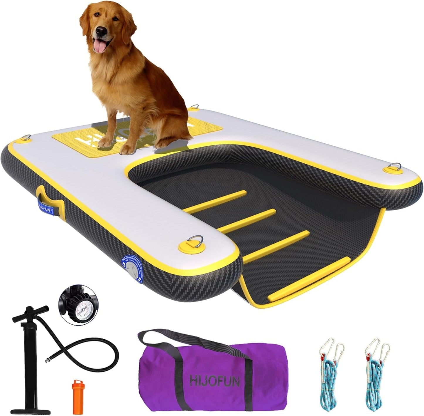 HIJOFUN Inflatable Dog Boat Ramp – Heavy-Duty, Anti-Slip Water Ramp for Dogs | Up to 220 lbs