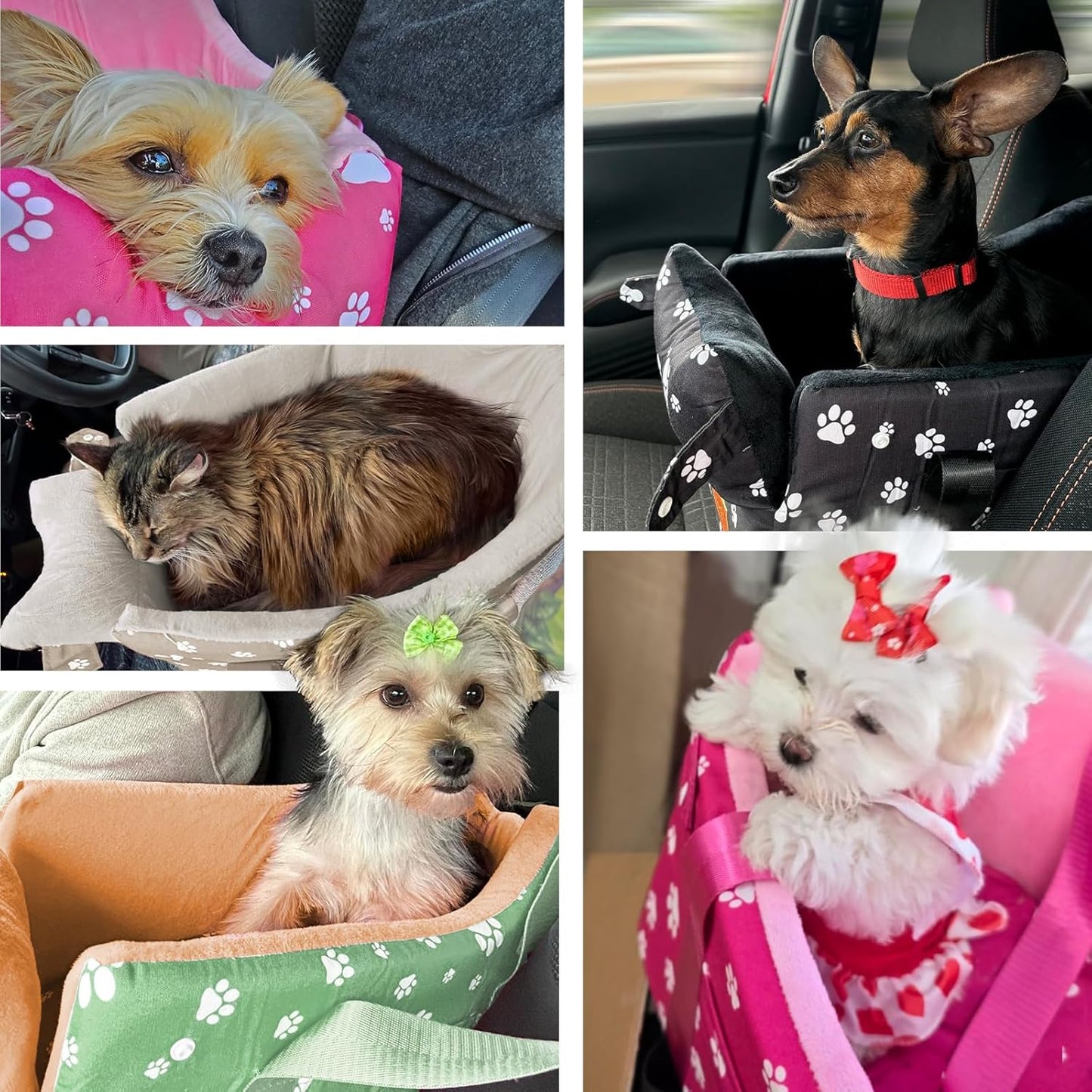 Cullaby Dog Center Console Car Seat for Small Dogs under 15lbs – Comfortable, Safe, Washable, and Portable Pet Car Seat with Safety Leash