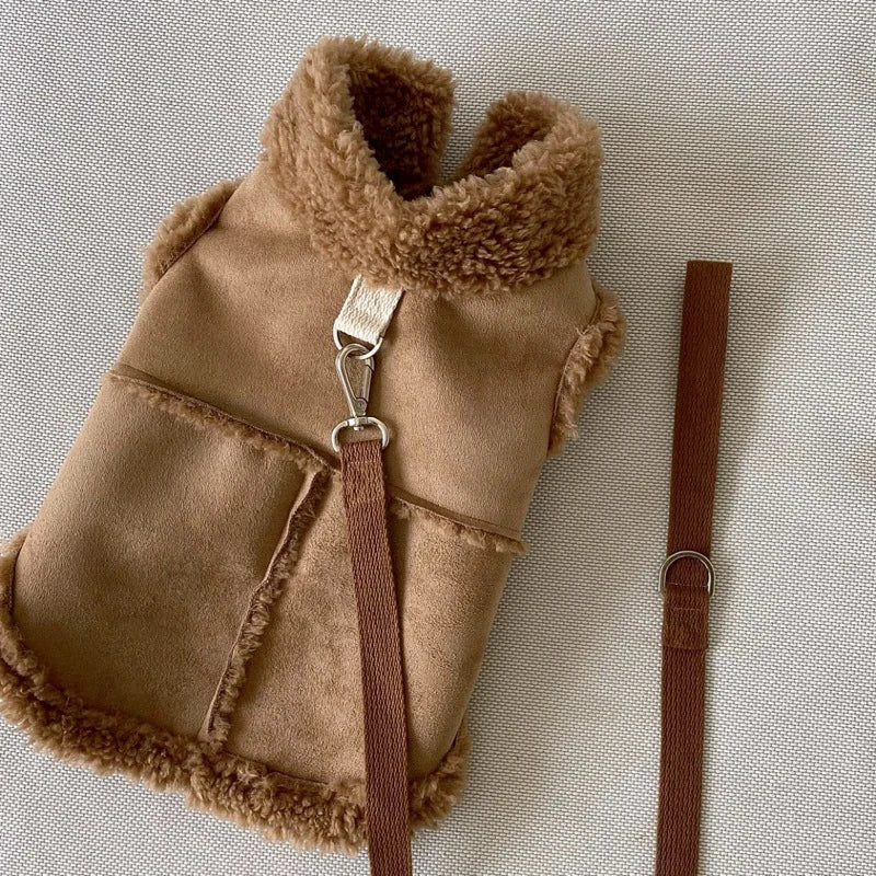 Classic Wool Dog Vest – Warm Autumn Winter Pet Jacket for Small and Medium Dogs with Traction Buckle