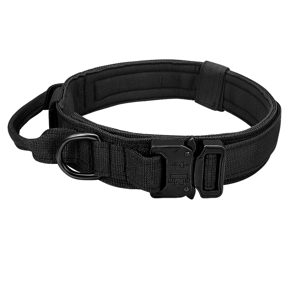 Military Tactical Dog Collar & Bungee Leash Set – Nylon Training Collar for Medium to Large Dogs