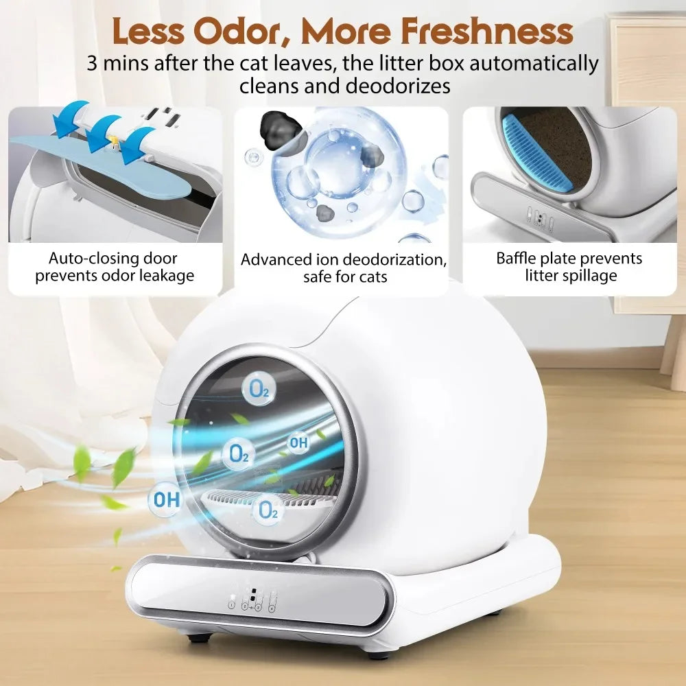 Self-Cleaning Cat Litter Box | Smart, Quiet, and Hands-Free | App-Controlled & Odor-Free