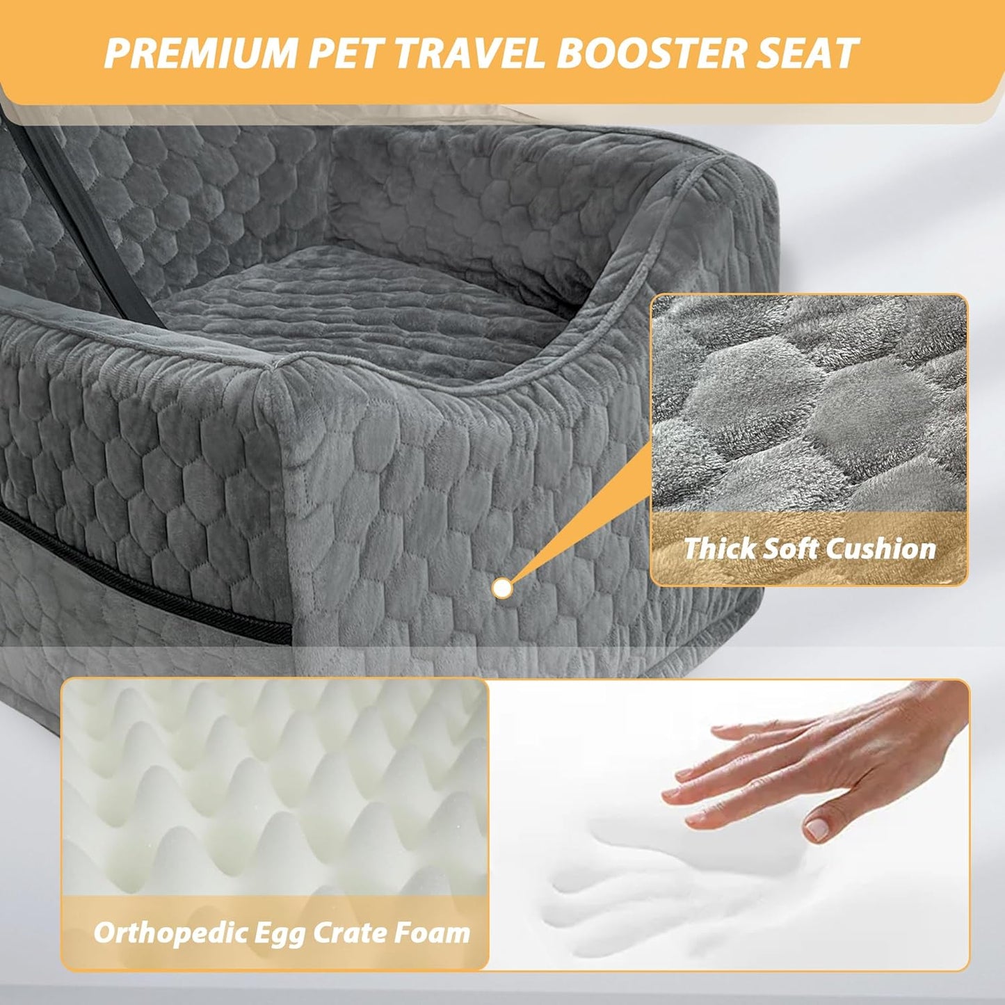 Memory Foam Dog Car Seat for Small & Medium Dogs – Washable, Adjustable, Comfortable Pet Booster Seat for Safe Car Travel