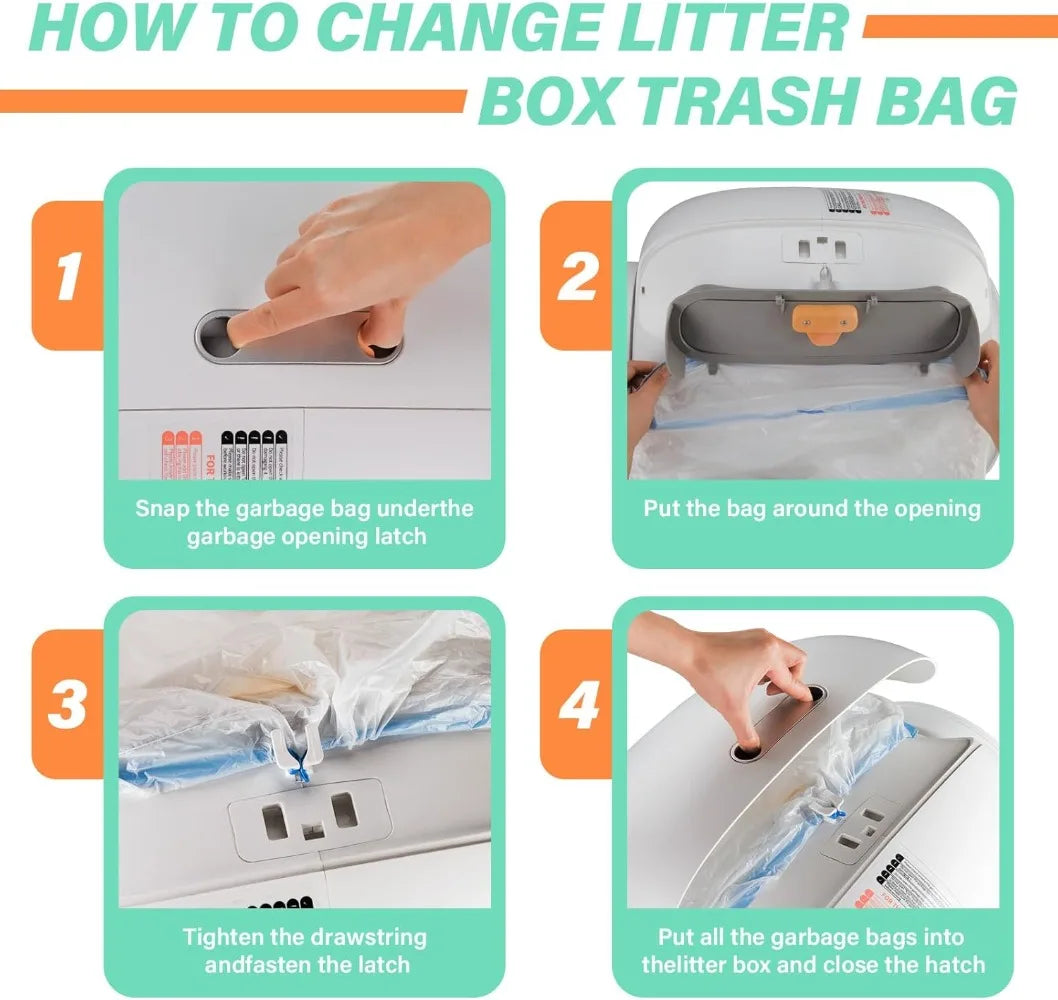 Self-Cleaning Cat Litter Box Poop Bags – Drawstring Closure, 10 Rolls