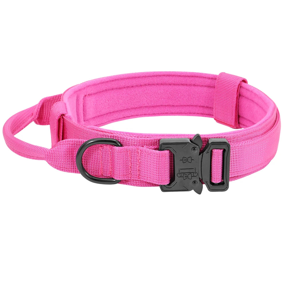 Military Tactical Dog Collar & Bungee Leash Set – Nylon Training Collar for Medium to Large Dogs
