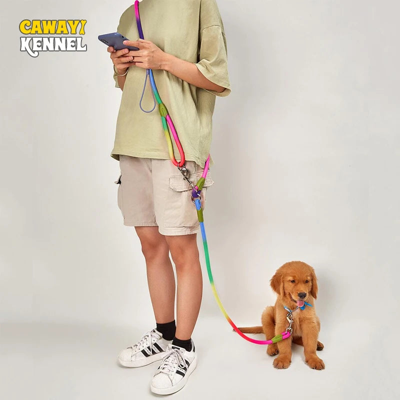 CAWAYI KENNEL Reflective Nylon Dog Leash for Hands-Free Running – Traction Rope Leads for Small to Large Dogs