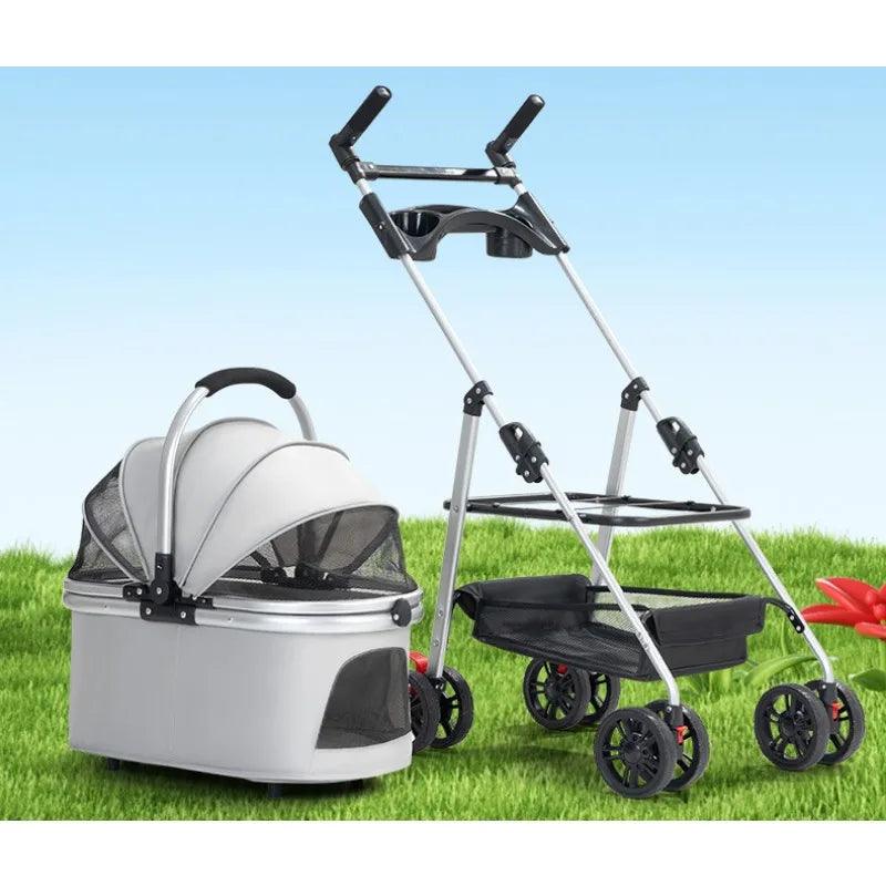 3-In-1 Pet Stroller – Foldable Carrier for Medium Dogs, Puppies & Cats