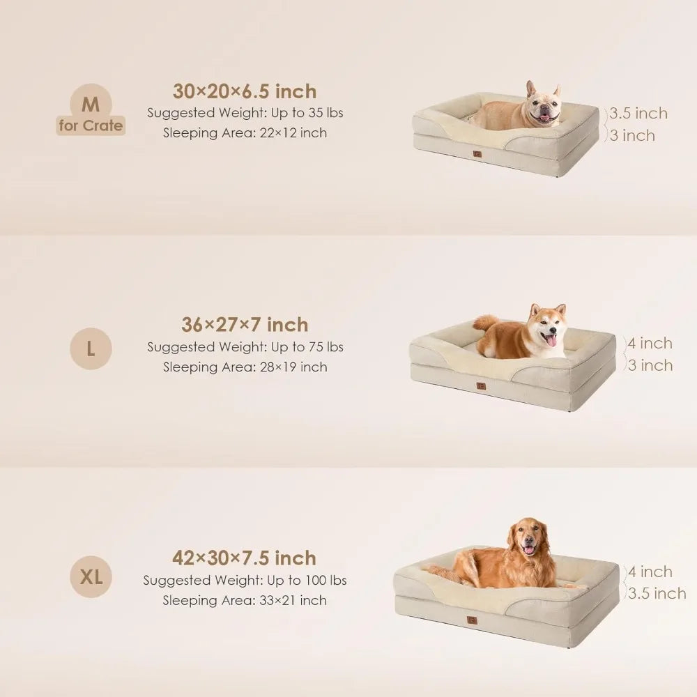 EHEYCIGA Orthopedic Dog Bed - Memory Foam Sofa Bed with Waterproof Protection for Dogs