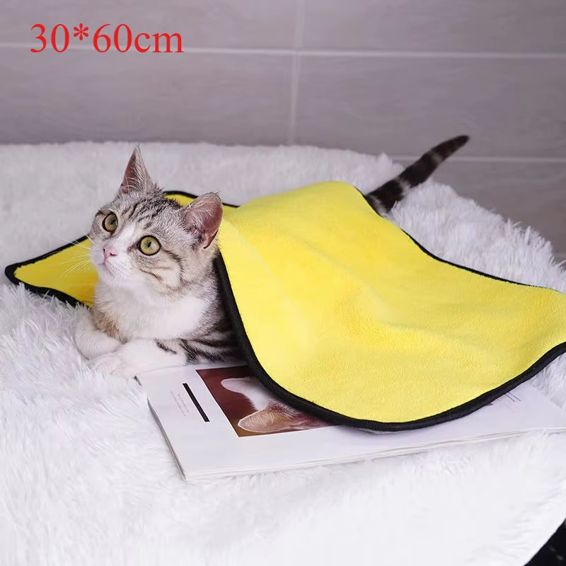 60x160cm Pet Towel – Quick-Drying Coral Velvet Dog and Cat Bath Towel Soft & Absorbent