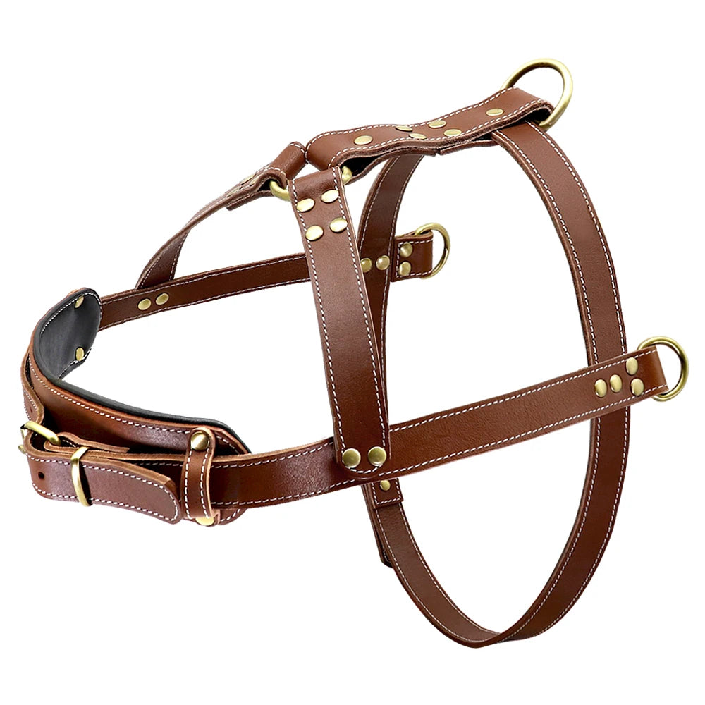 Real Leather Dog Harness – Durable Pet Training Harness for Large Dogs | Adjustable & Comfortable for German Shepherds