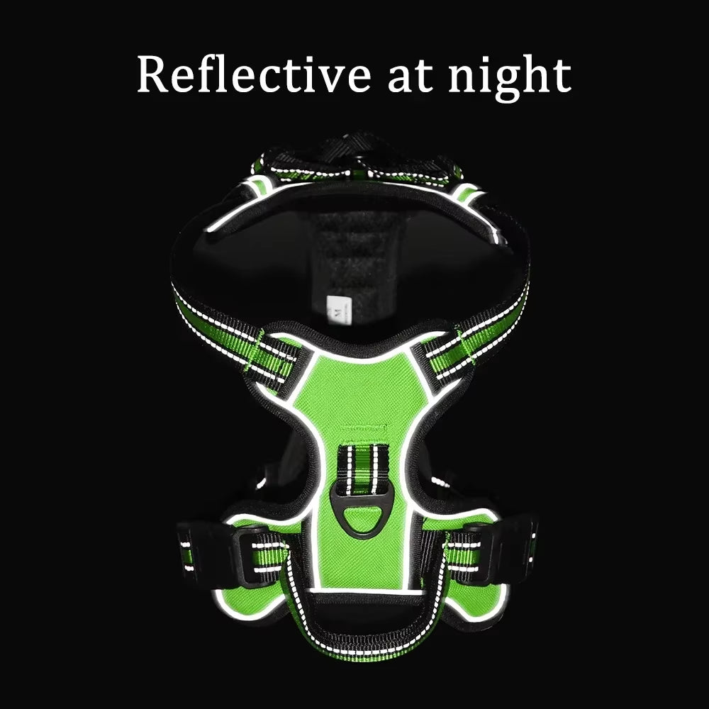 Adjustable Nylon Dog Harness Vest – Reflective, No-Pull Pet Harness for Small to Large Dogs