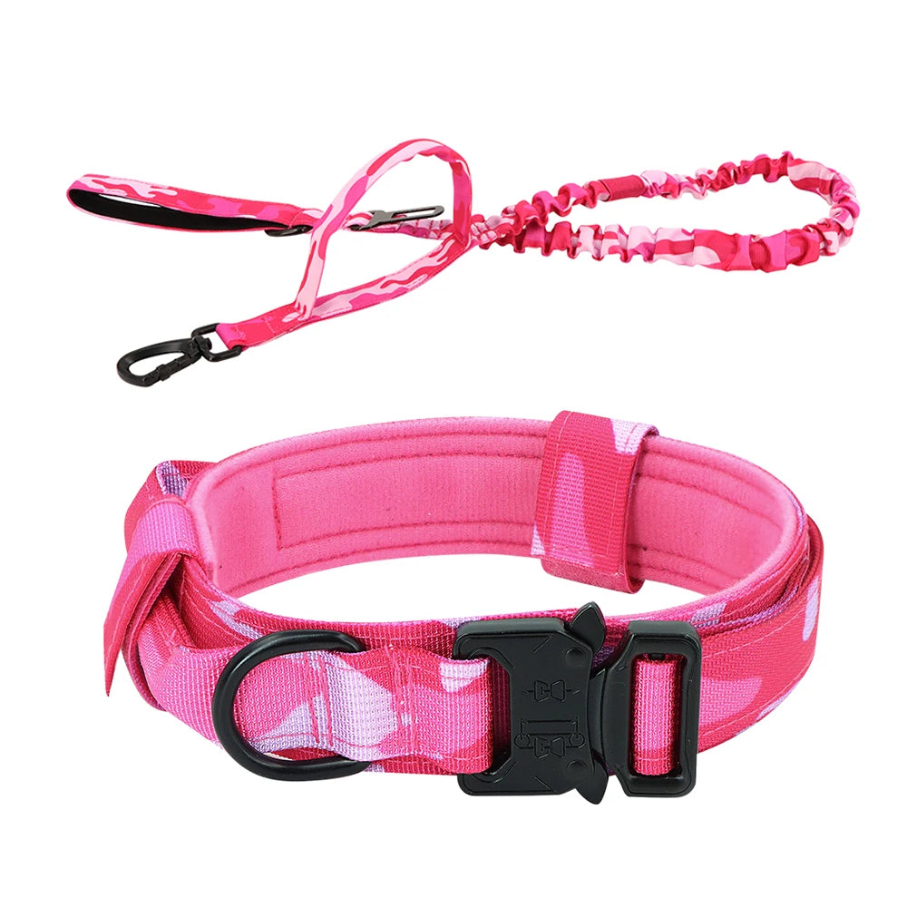 Heavy Duty Tactical Dog Collar & Leash Set – Military Collar with Handle for Medium/Large Dogs
