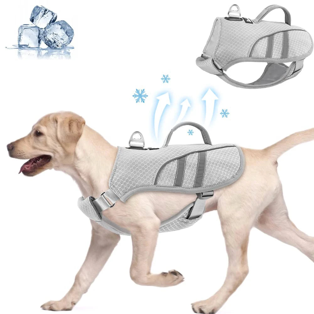 Dog Cooling Vest – Evaporative Cooling Jacket with Ice Pack Pocket & Reflective Design