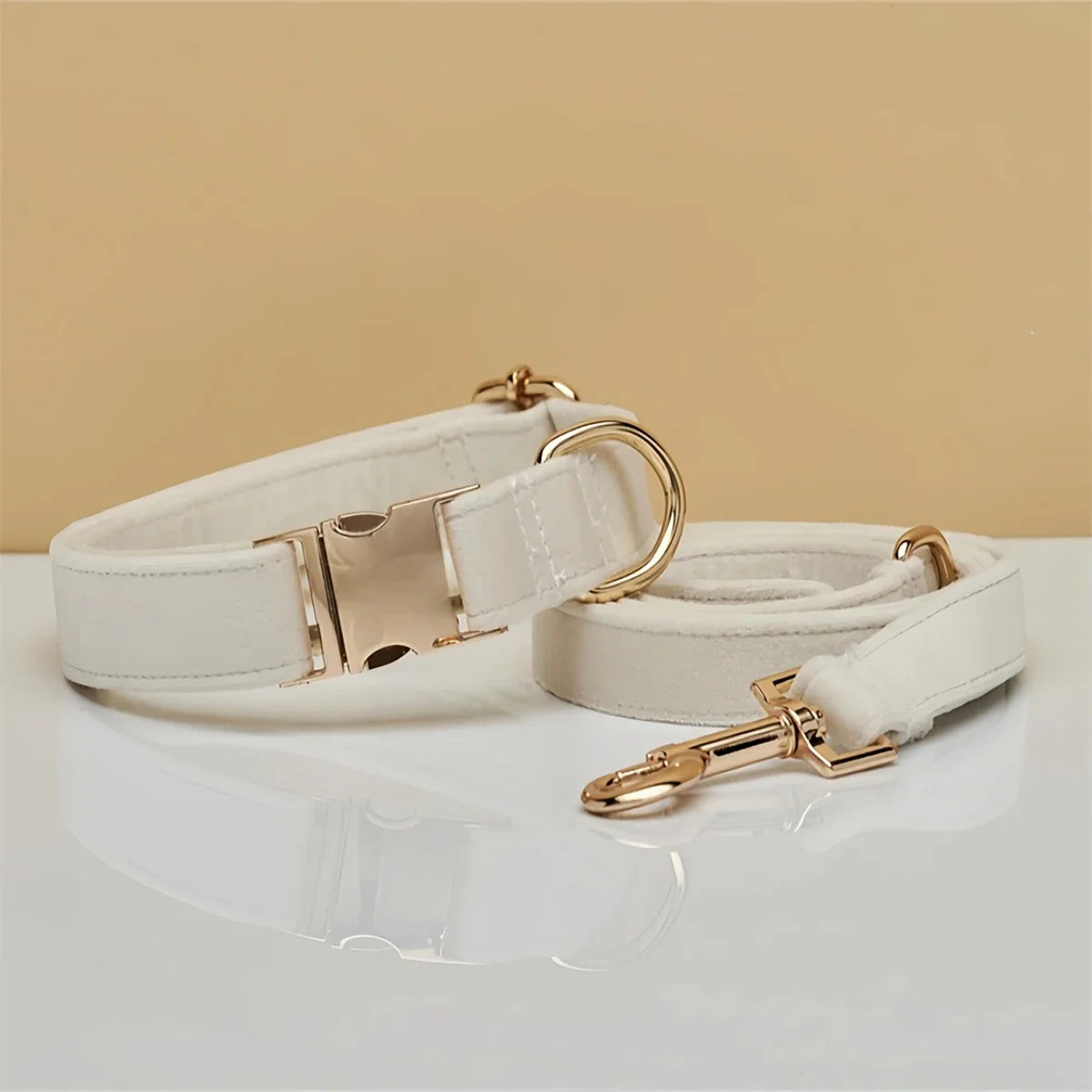 Plush Pet Collar & Leash Set – Soft, Durable Alloy Buckle for Dogs/Cats (XS to L Sizes)
