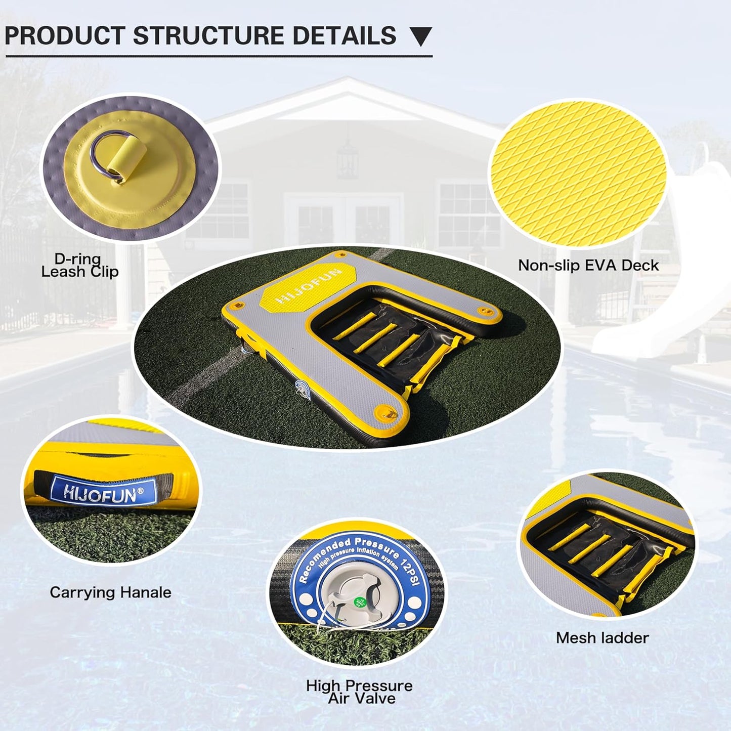 HIJOFUN Inflatable Dog Boat Ramp – Heavy-Duty, Anti-Slip Water Ramp for Dogs | Up to 220 lbs