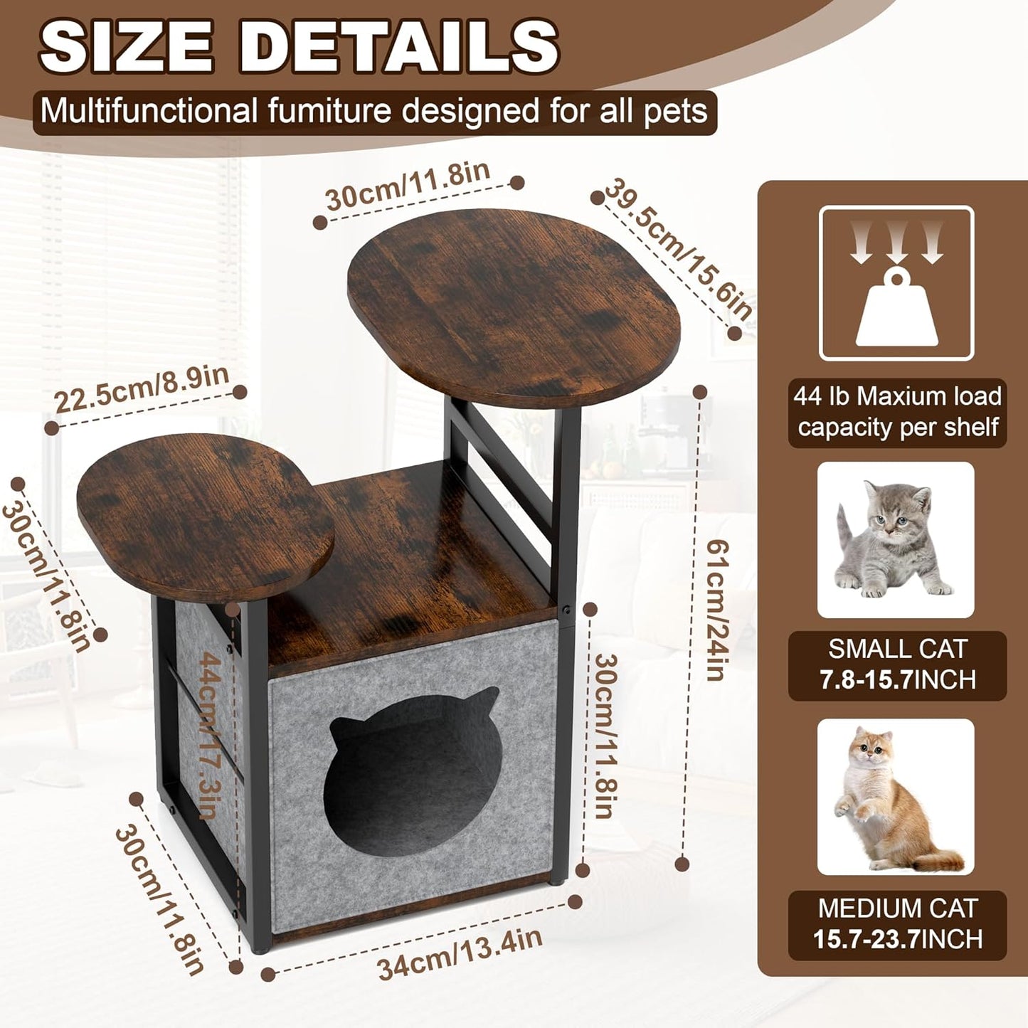 2-in-1 Cat Condo & End Table with Storage | Multifunctional Pet Furniture for Living Room & Bedroom