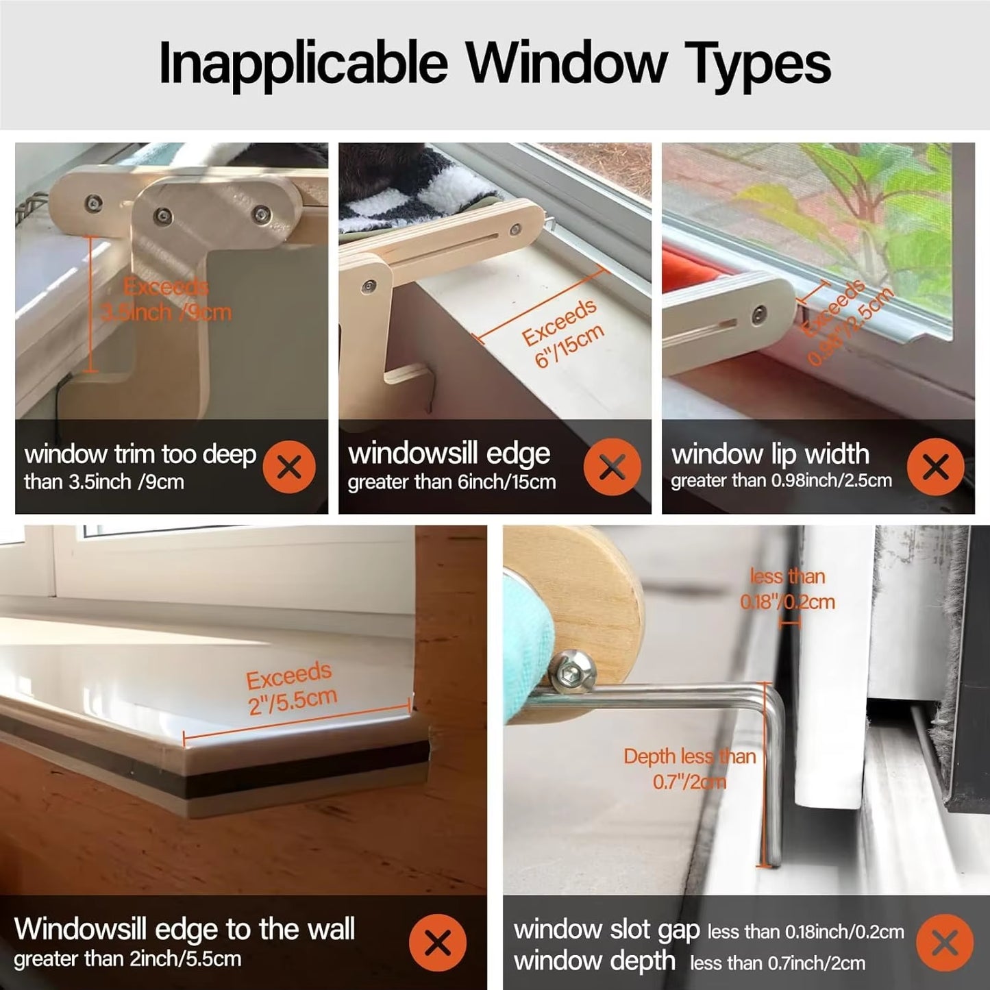 Cat Window Perch Lounge Mount Hammock Window Seat Bed Shelves for Indoor Cats No Drilling No Suction Cup Large Beige