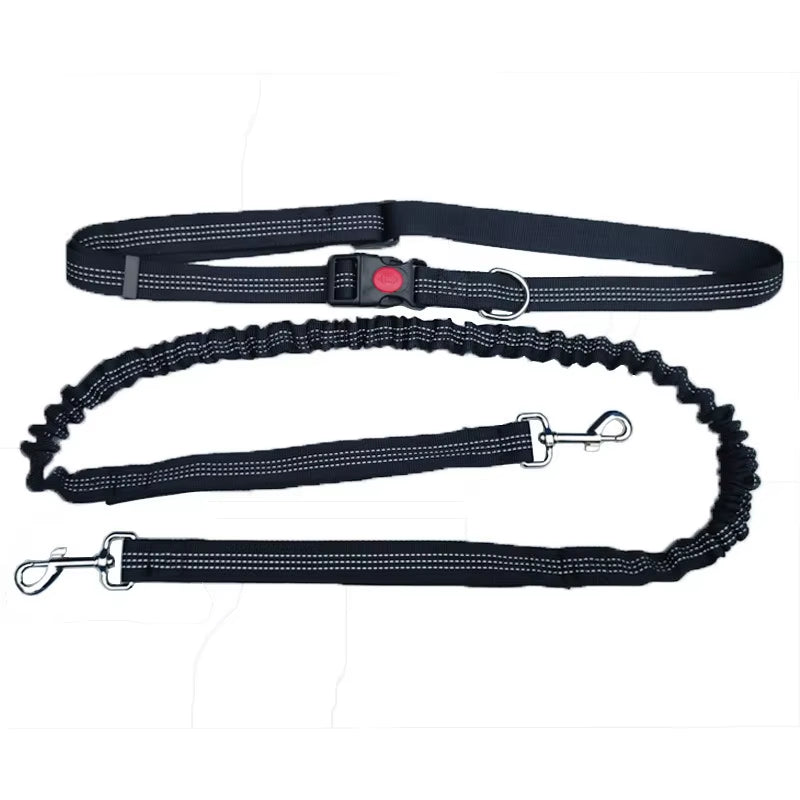 Hand-Free Dog Leash for Walking, Running, Jogging – Adjustable Waist Belt & Chest Strap – Traction Rope for Pet Walking