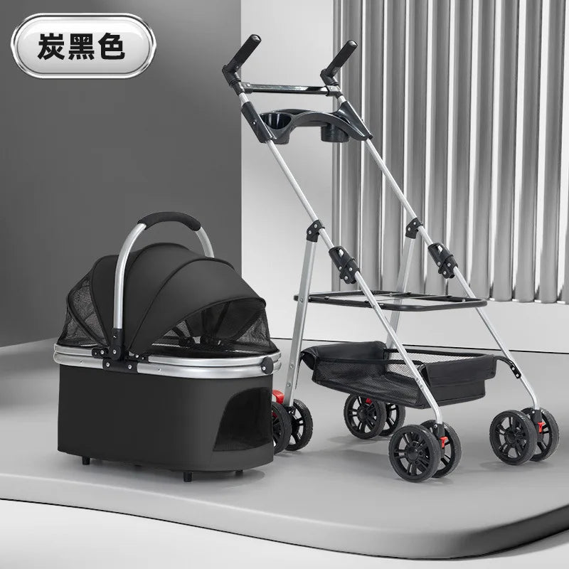 3-In-1 Pet Stroller – Foldable Carrier for Medium Dogs, Puppies & Cats