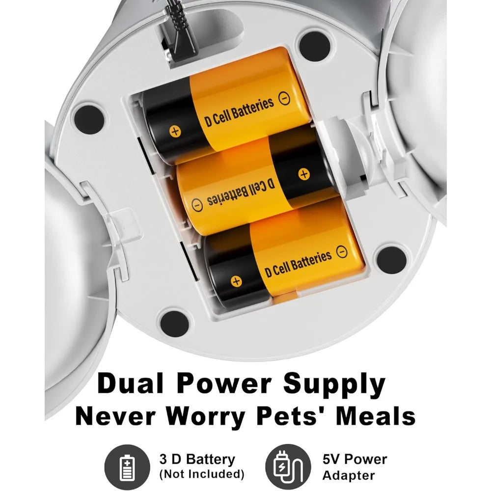 Automatic Dual Cat Feeder for 2 Cats | 6 Meals/Day, 12 Portions/Meal | Smart Pet Food Dispenser with Flexible Schedule